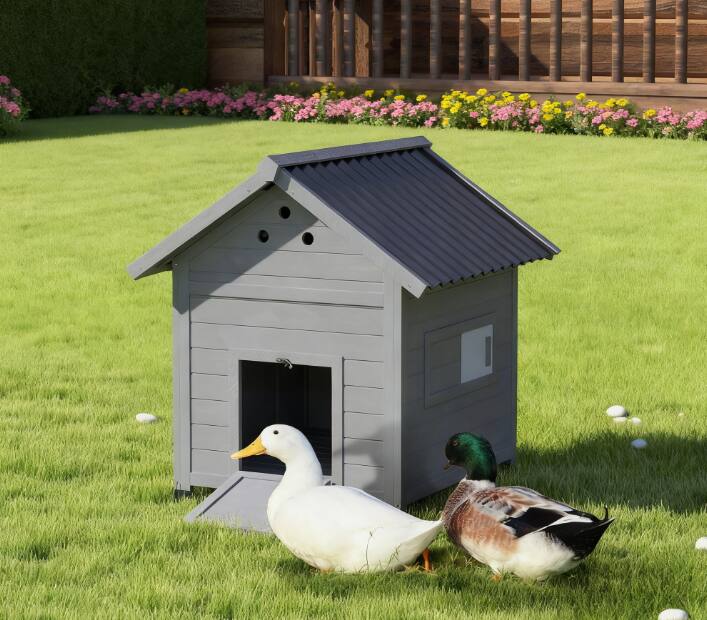 Alt View 5. TinyHomie - Light Gray Wooden Pet House Openable Roof Double Doors.