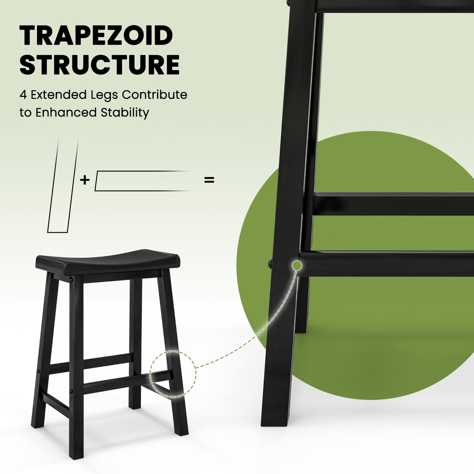 TRAPEZOID STRUCTURE
4 Extended Legs Contribute to Enhanced Stability