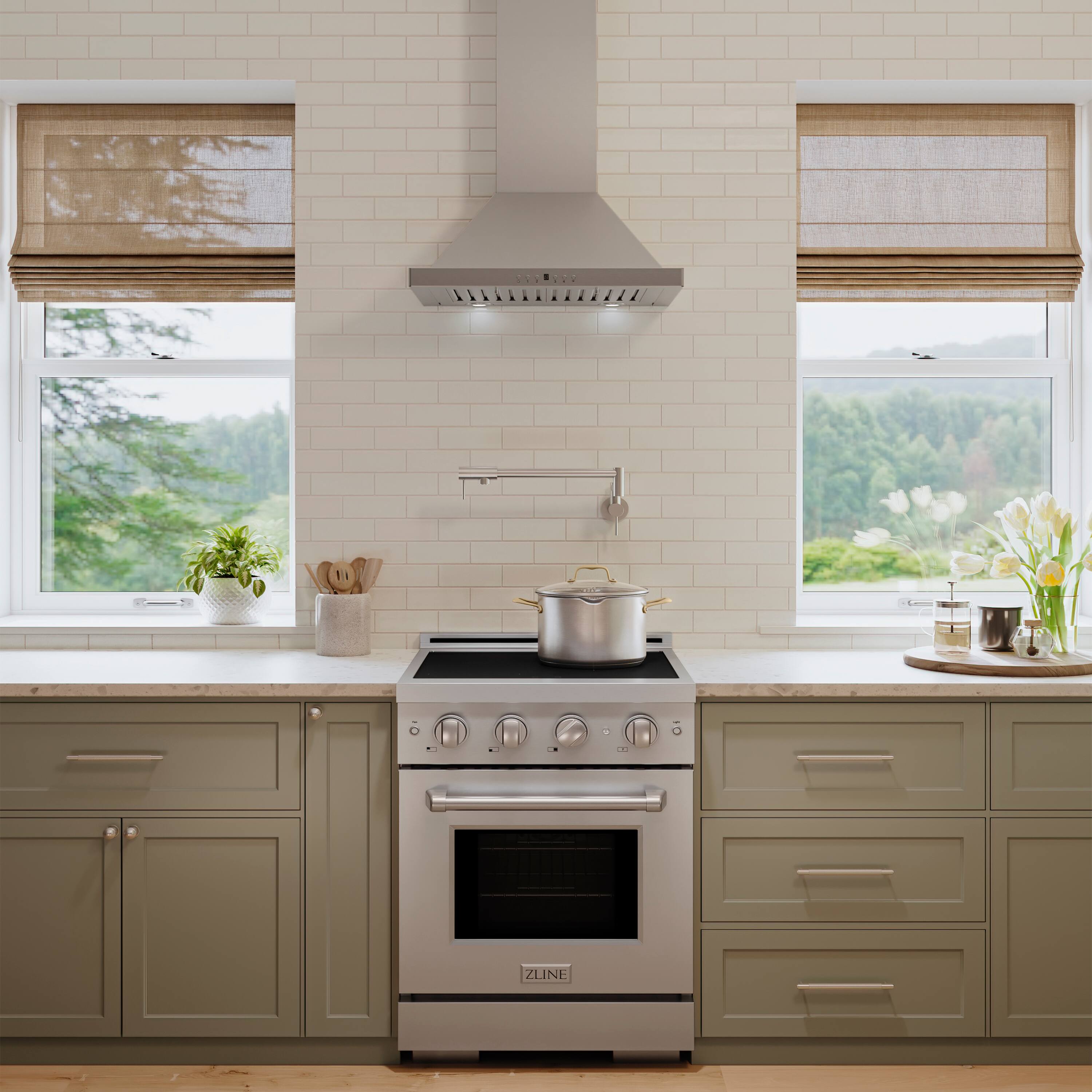 Alt View 3. ZLINE - 24 in. 3.2 cu. ft. Paramount Freestanding Induction Range with 3 Burners and Electric Oven in Stainless Steel - Stainless Steel.