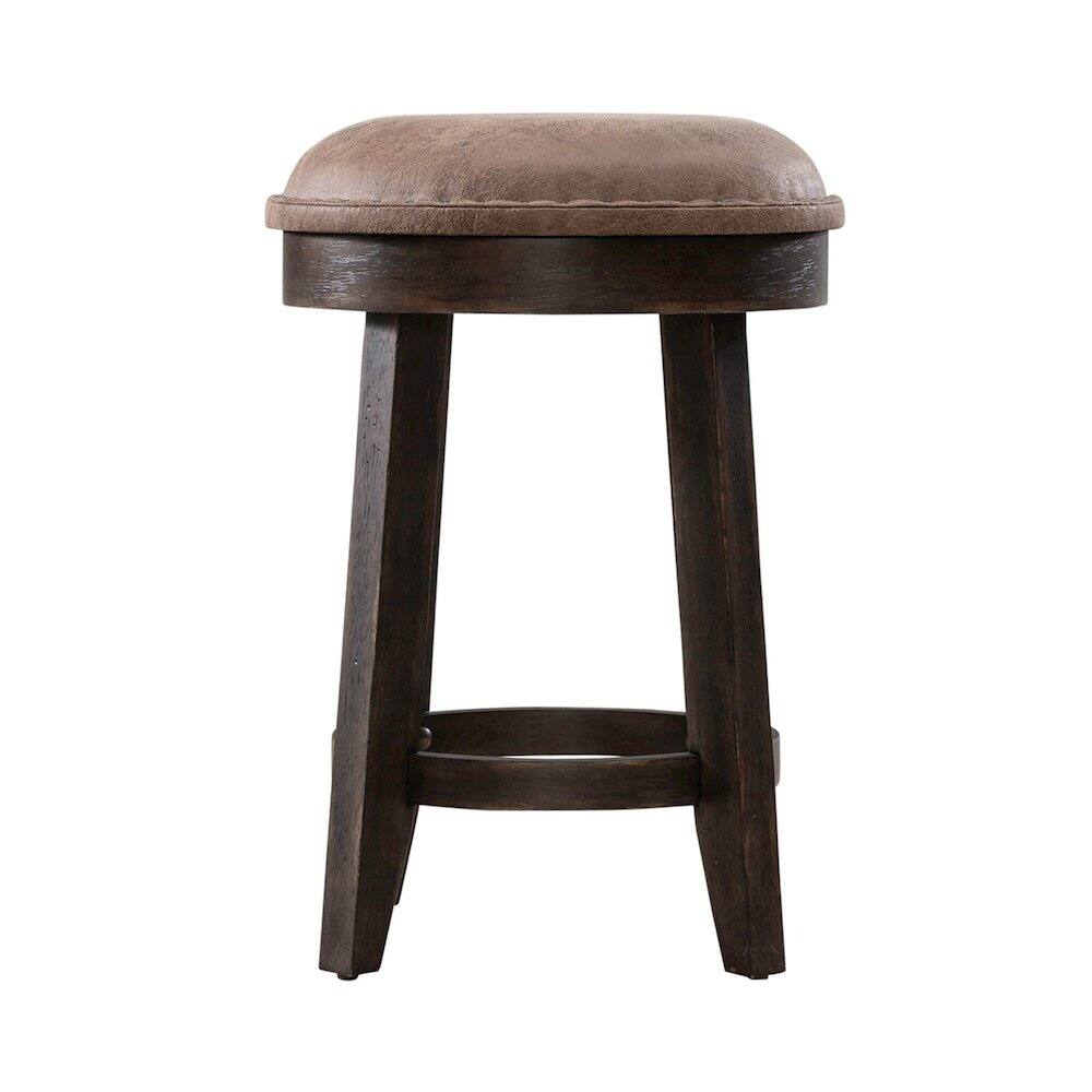Angle. Liberty Furniture Industries - Paradise Valley Upholstered Console Stool 25" Height - Saddle Brown Oak Wood - Saddle Brown.