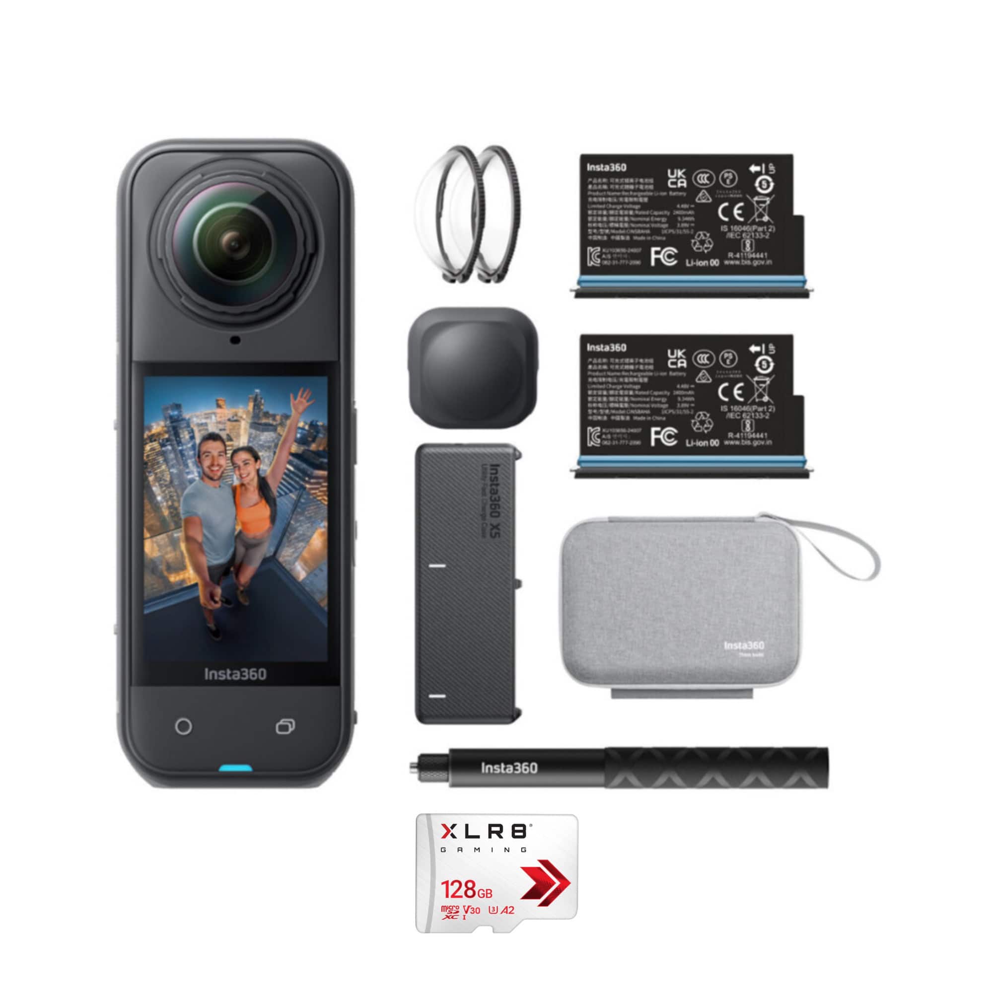 Insta360 - X5 360 Action Camera Essentials Bundle with 128GB Micro Memory Card