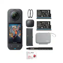 Insta360 - X5 360 Action Camera Essentials Bundle with 128GB Micro Memory Card