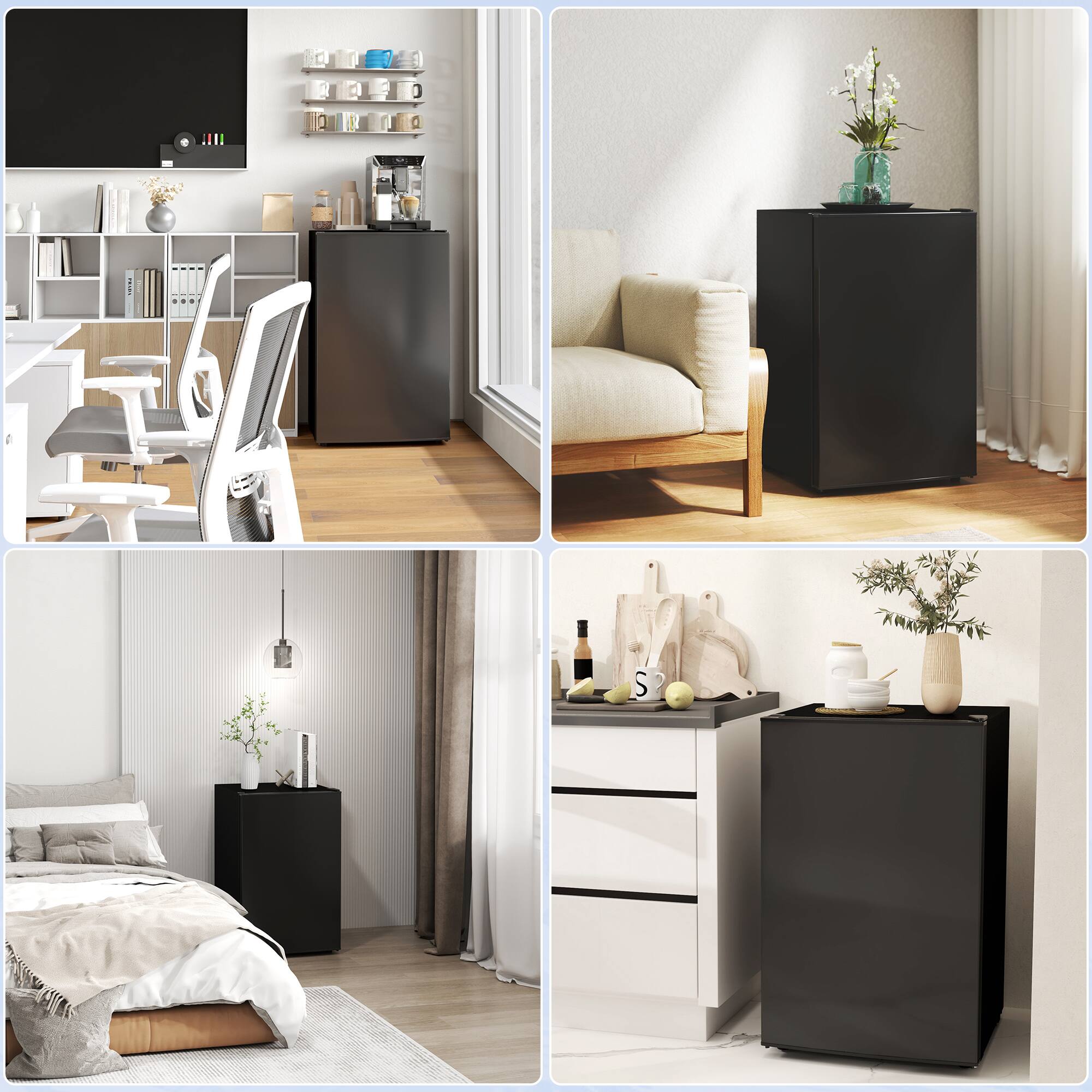 Alt View 8. Homcom - 4.5CuFt Energy Efficient Mini Fridge Freezer, Low Noise Black Compact Refrigerator w/Adjustable Thermo - Black.