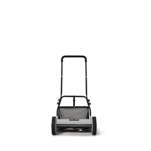Angle. Dapper Supply - 16-Inch Push Reel Lawn Mower with Grass Catcher, 5-Blade Manual Hand Mower, Adjustable Cutting Height - Black.
