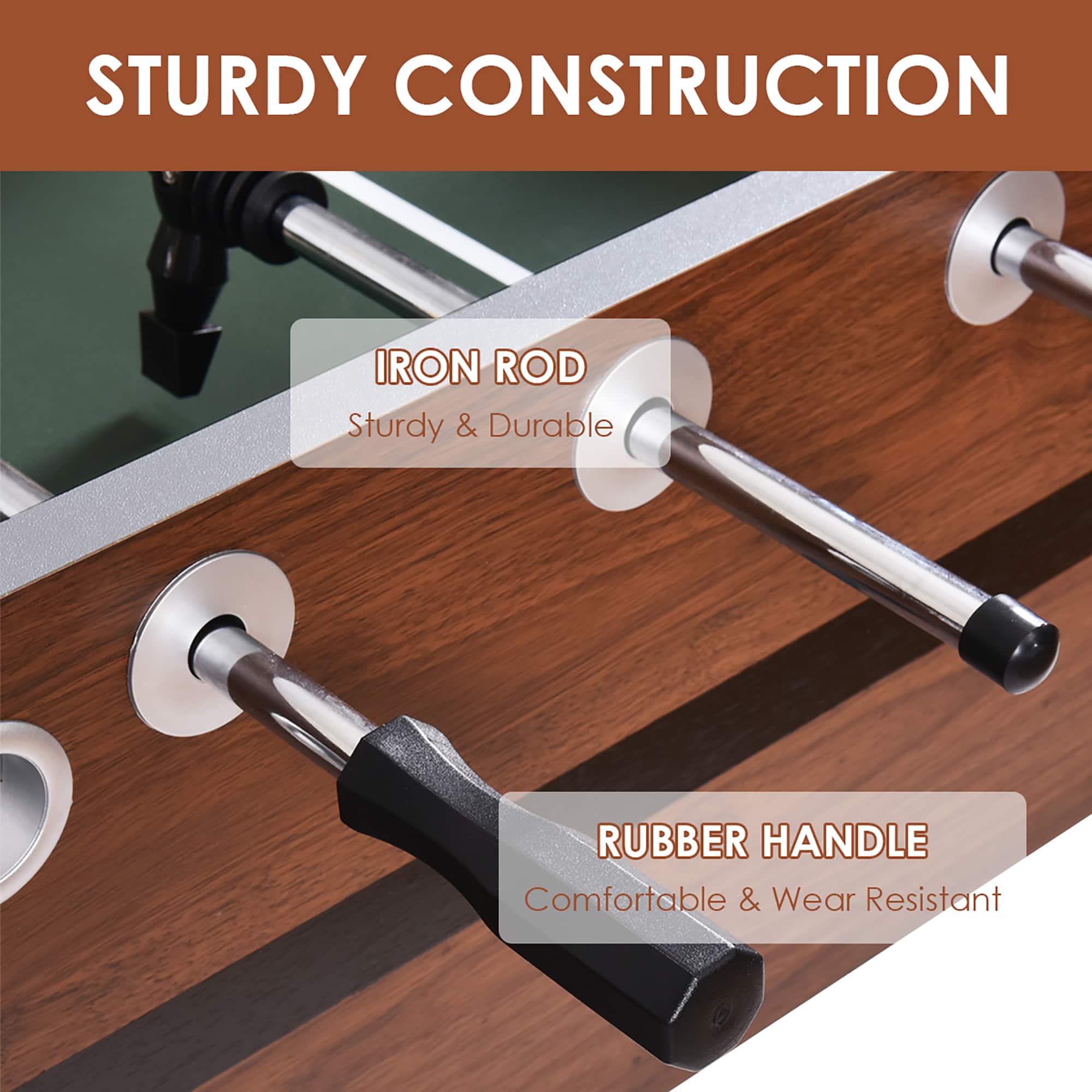 STURDY CONSTRUCTION IRON ROD Sturdy & Durable RUBBER HANDLE Comfortable & Wear Resistant