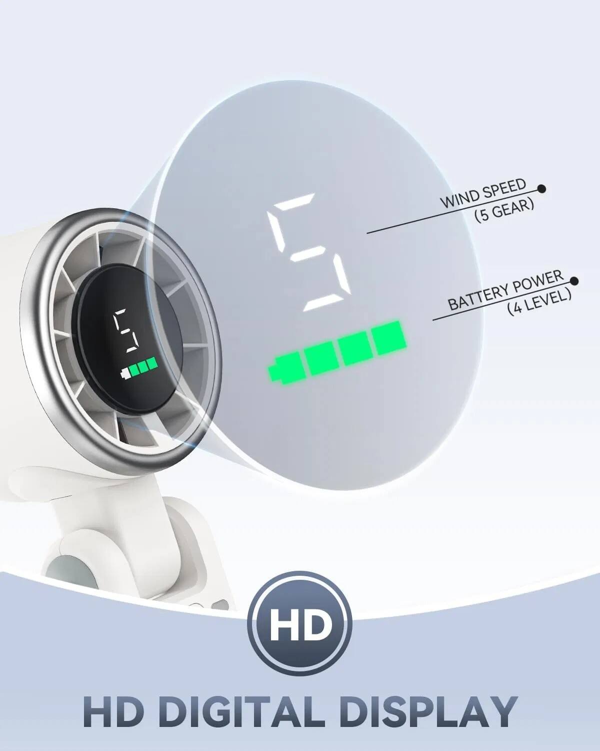 WIND SPEED (5 GEAR)  
BATTERY POWER (4 LEVEL)  
HD DIGITAL DISPLAY