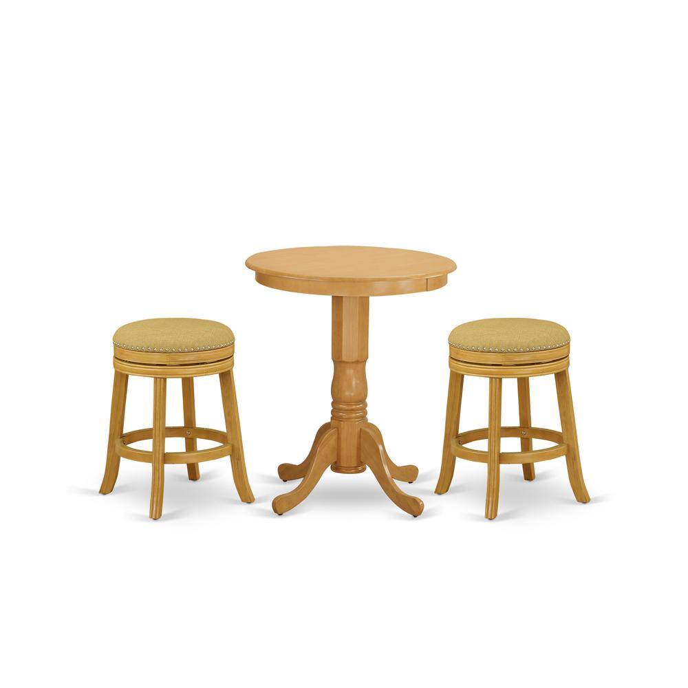 Left. East West Furniture - East West Furniture - EDDV3-OAK-16 - 3-Pc Dining Table Set with 2 Upholstered Dining Chairs and 1 Kitchen Table (Oak - Oak.