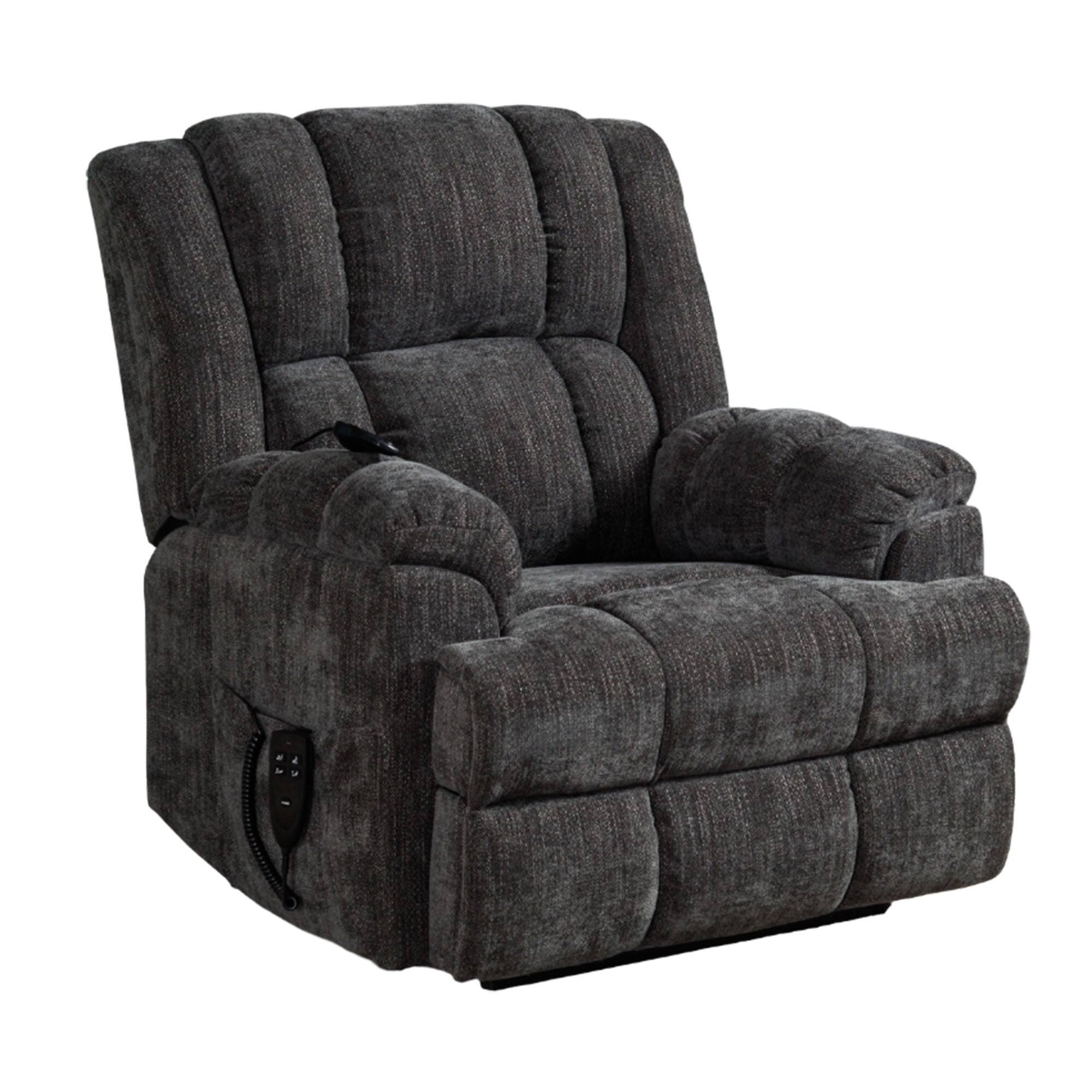 Front. Boyel Living - Dual Motor Heat Massage Infinite Position Up to 350 LBS Electric Power Lift Recliners with Power-Remote - Grey.