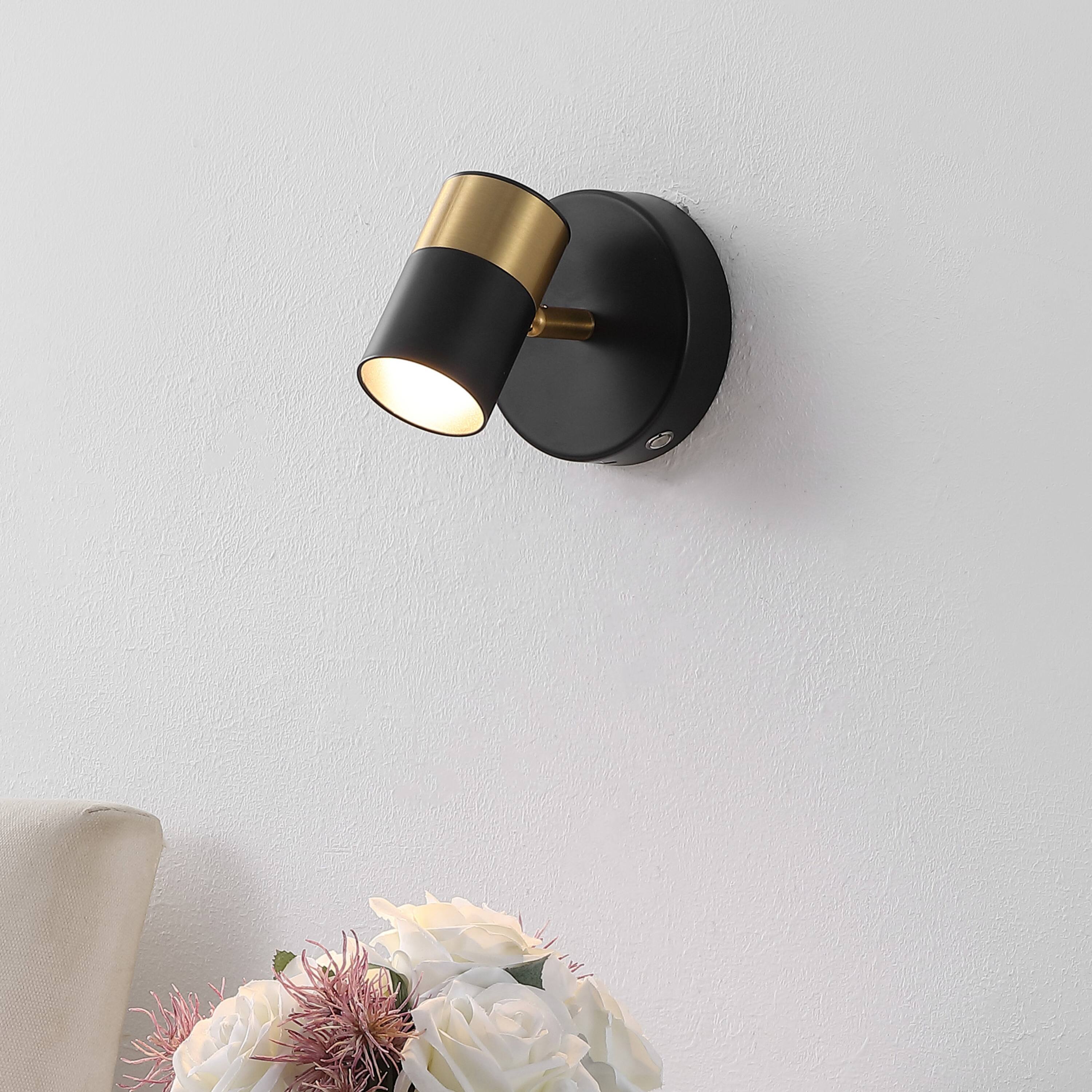Alt View 1. Jonathan Y - Paola 6" 1-Light Adjustable Head Integrated Dimmable LED Rechargeable Spotlight with Touch Sensor, Black/Brass Gold - Black/Brass Gold.