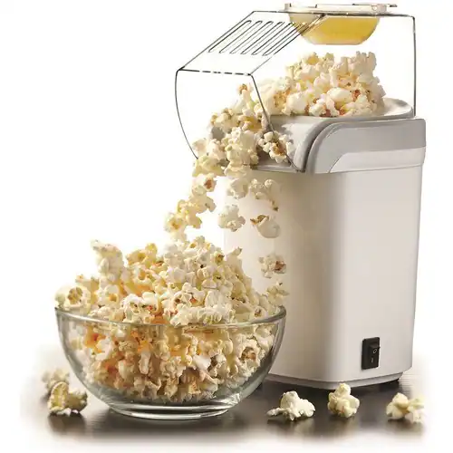 Left. Brentwood - 12-Cup (PC-486W) Hot Air Popcorn Maker - White.