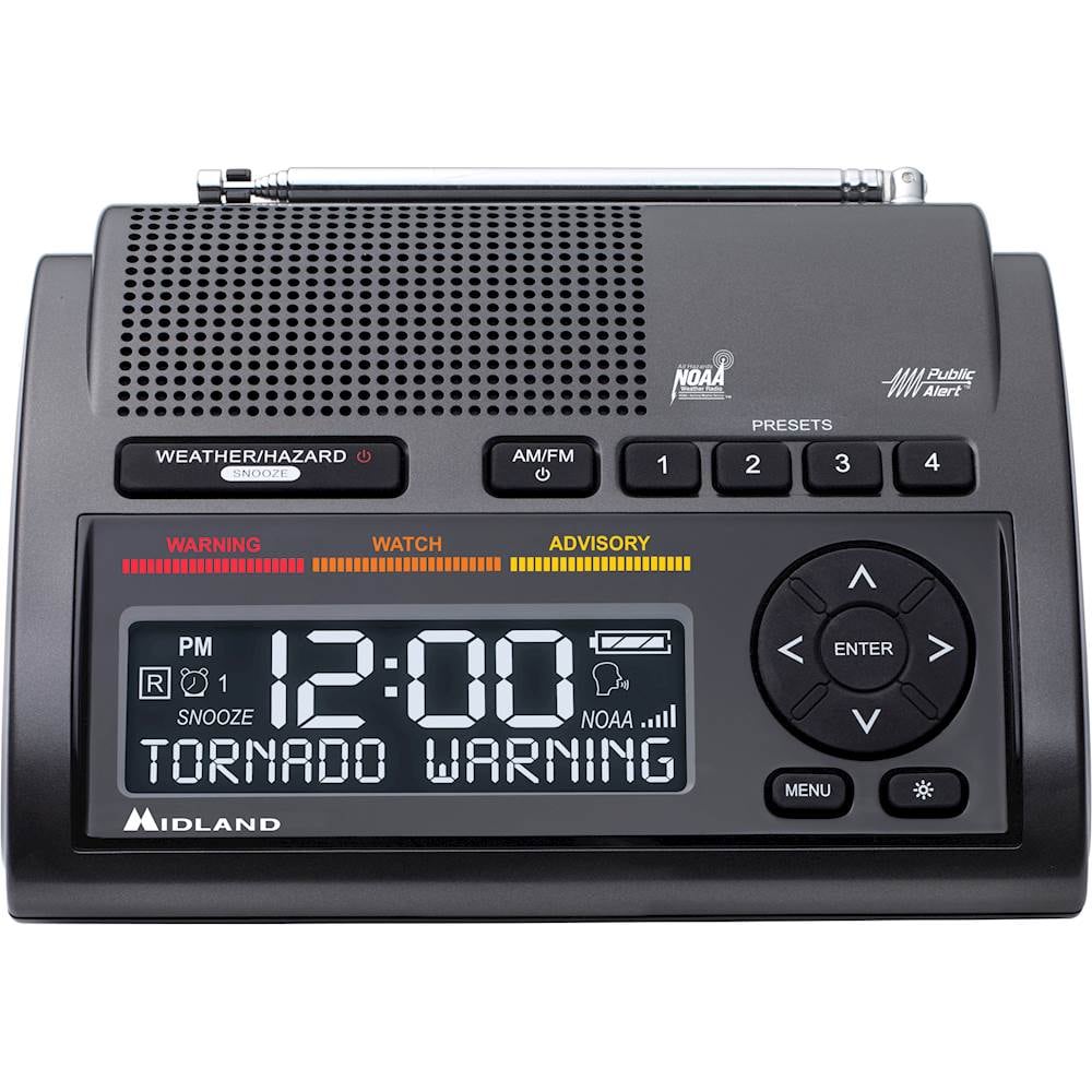 Midland - Desktop Weather Alert Radio - Black - Front_Zoom