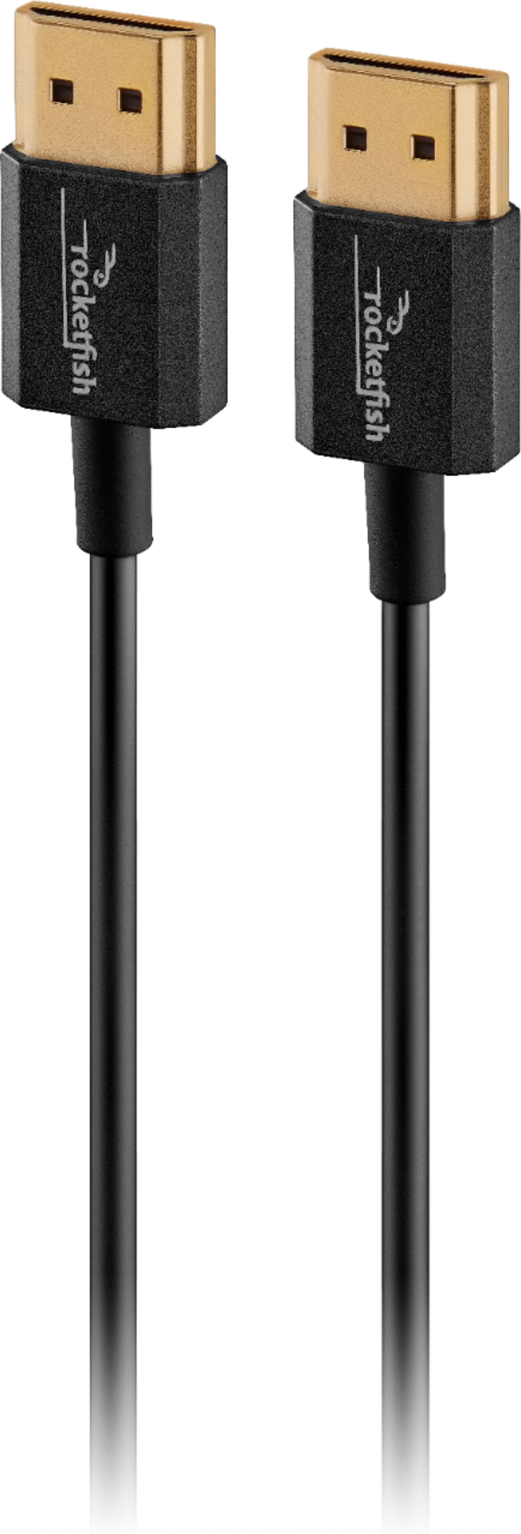 Left View: Rocketfish™ - Ultra-thin 4' 4K Ultra HD HDMI Cable - Black