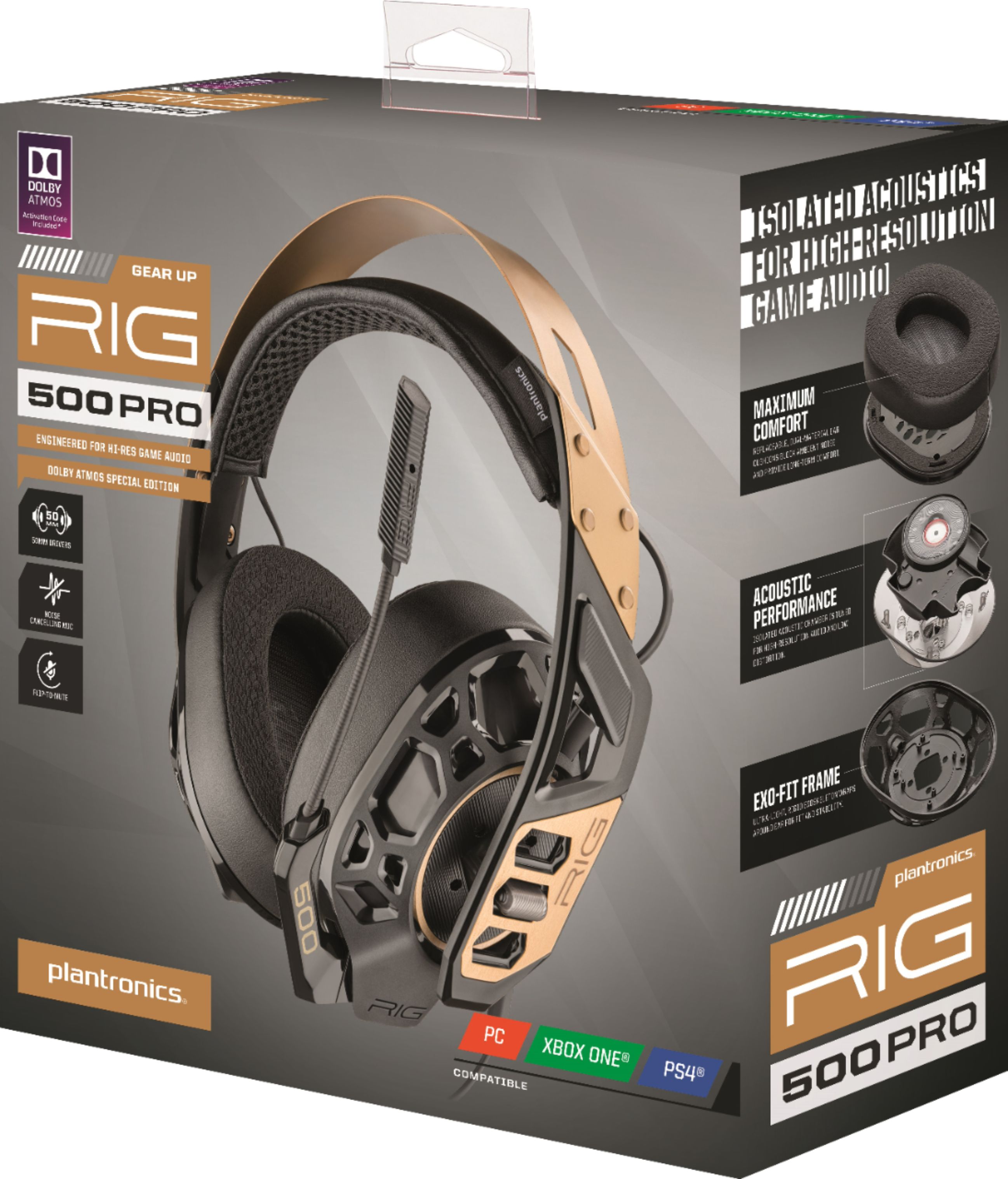 plantronics rig 500 pro wired dolby atmos gaming headset for pc