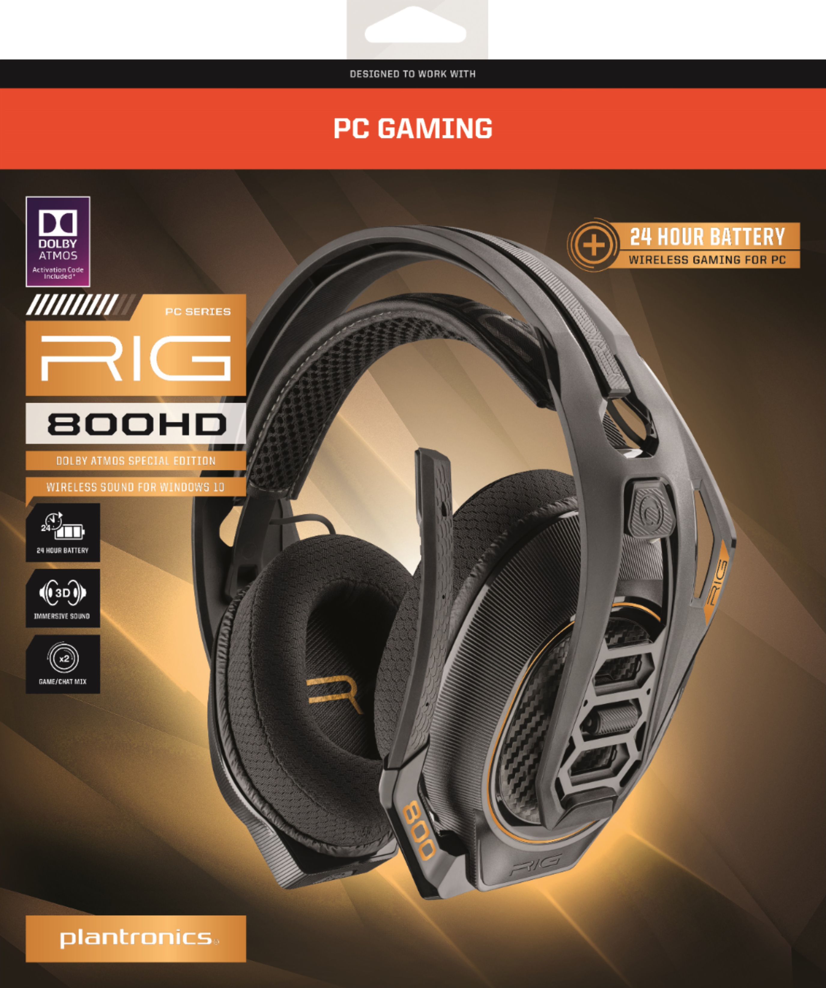 plantronics rig 800hd wireless dolby atmos gaming headset for pc