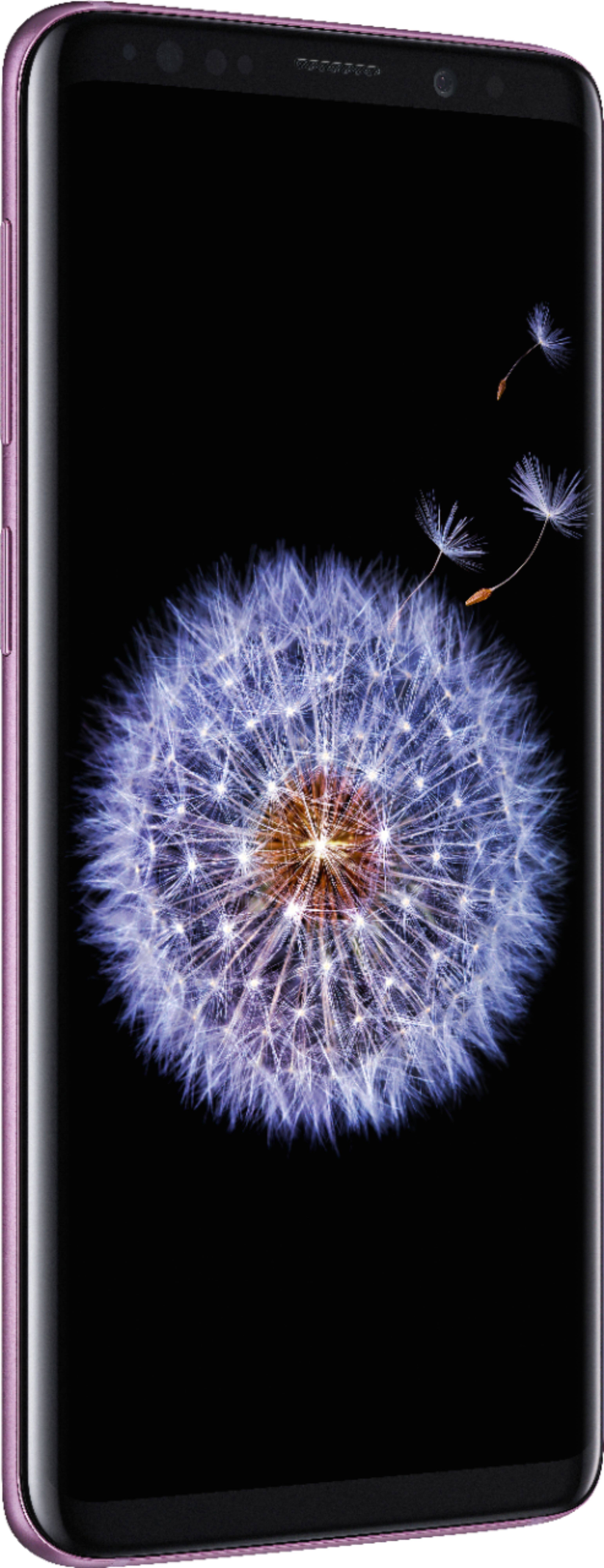 Left. Samsung - Geek Squad Certified Refurbished Galaxy S9 with 64GB Memory Cell Phone - Lilac Purple.