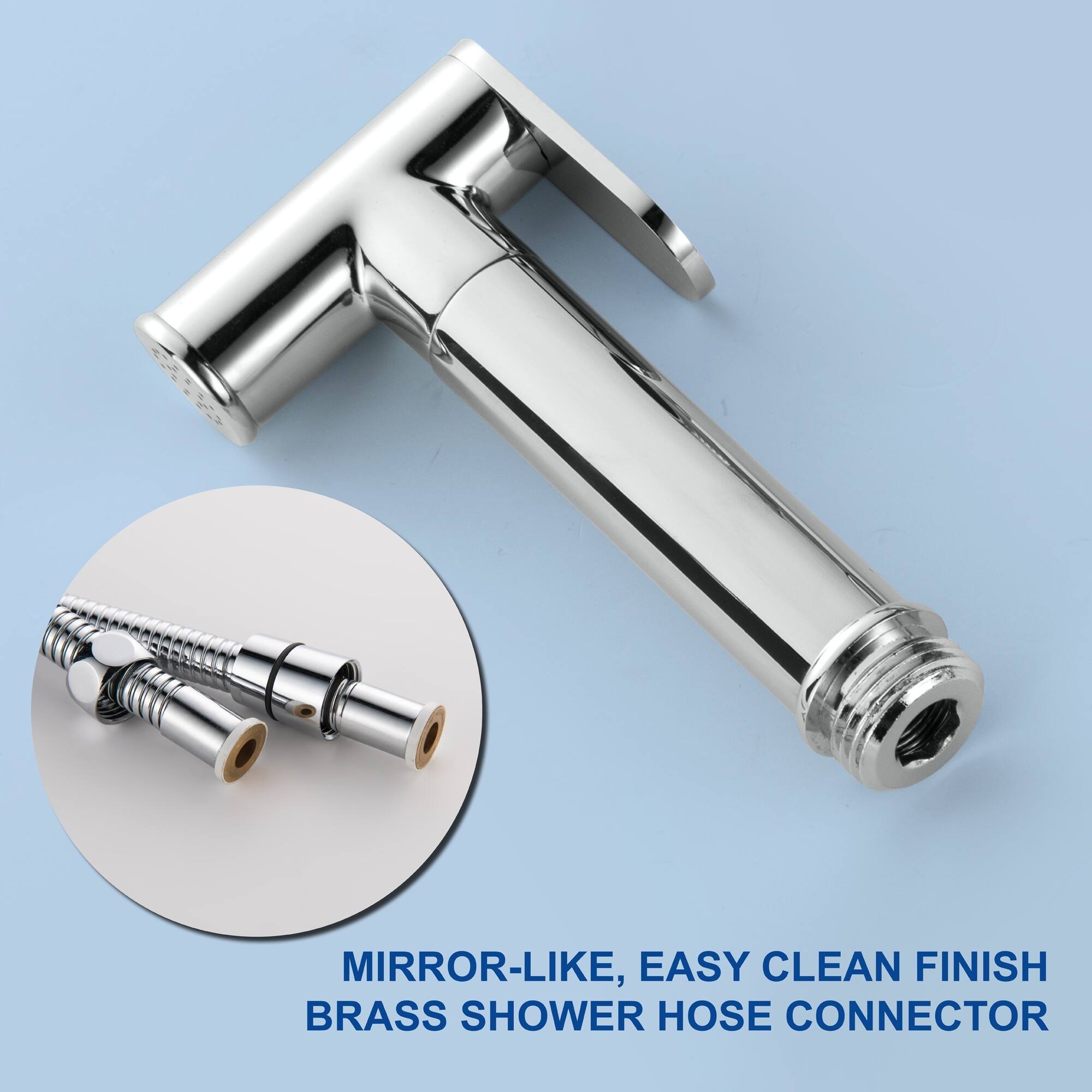 MIRROR-LIKE, EASY CLEAN FINISH BRASS SHOWER HOSE CONNECTOR