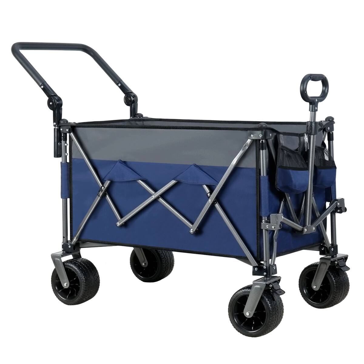 Alt View 7. Loheer - Loheer Folding Garden Wagon Cart with Adjustable Push Pull Handle, Heavy Duty Steel Frame and All Terrain Wheels.
