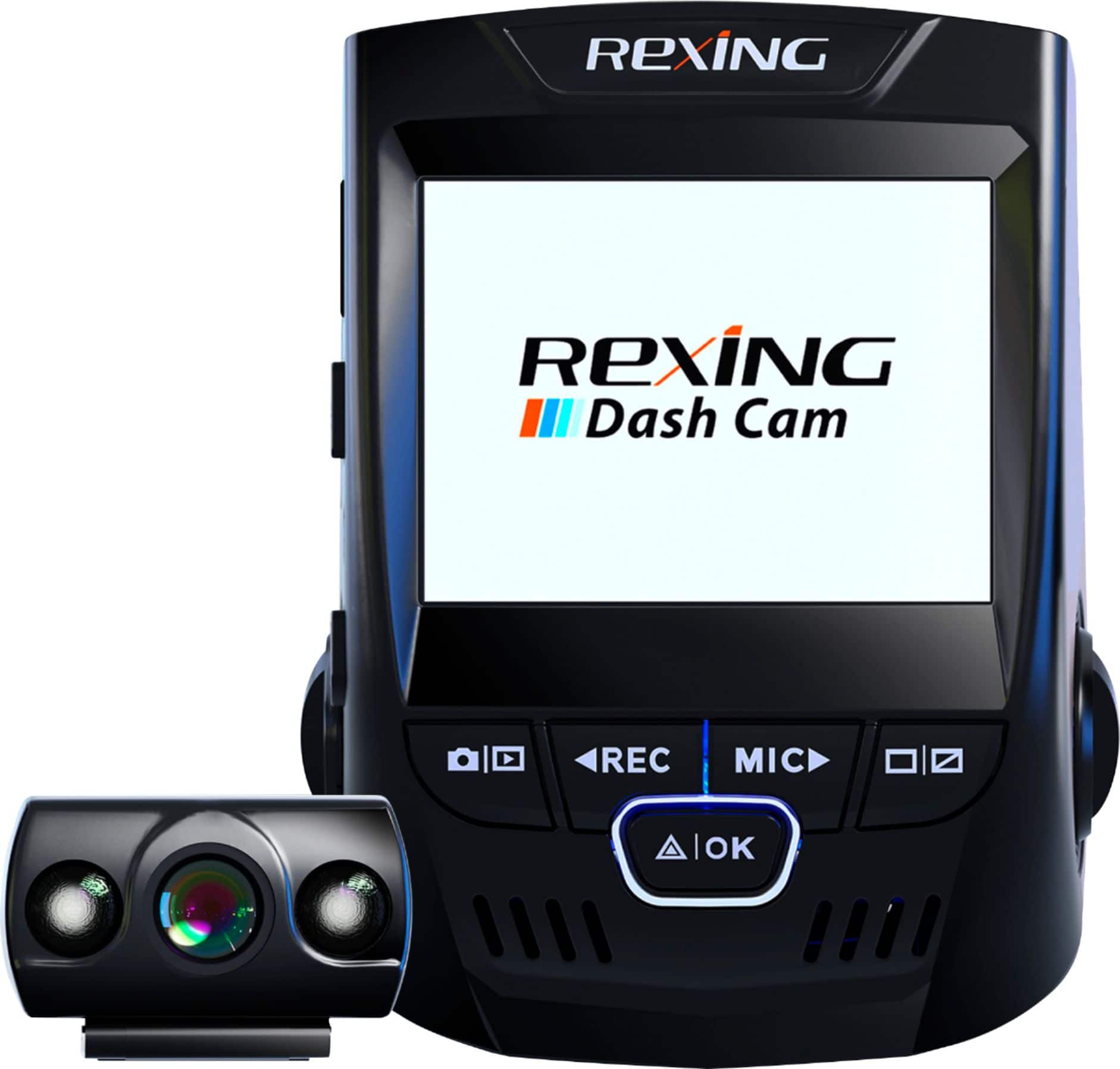 Front. Rexing - V1P Dual Dash Camera - Black.
