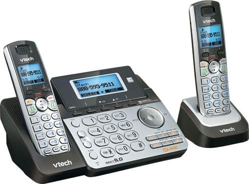 VTech - DS6151-2 DECT 6.0 Expandable Cordless Phone System with Digital Answering System - Black/Silver