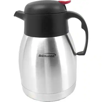 Front. Brentwood - 1.2 Liter Vacuum Stainless Steel Coffee Pot (CTS-1200) - Silver/Black.