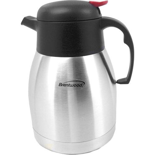Front. Brentwood - 1.2 Liter Vacuum Stainless Steel Coffee Pot (CTS-1200) - Silver/Black.