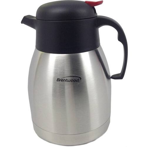 Left. Brentwood - 2.0 Liter Vacuum Stainless Steel Coffee Pot (CTS-2000) - Silver/Black.