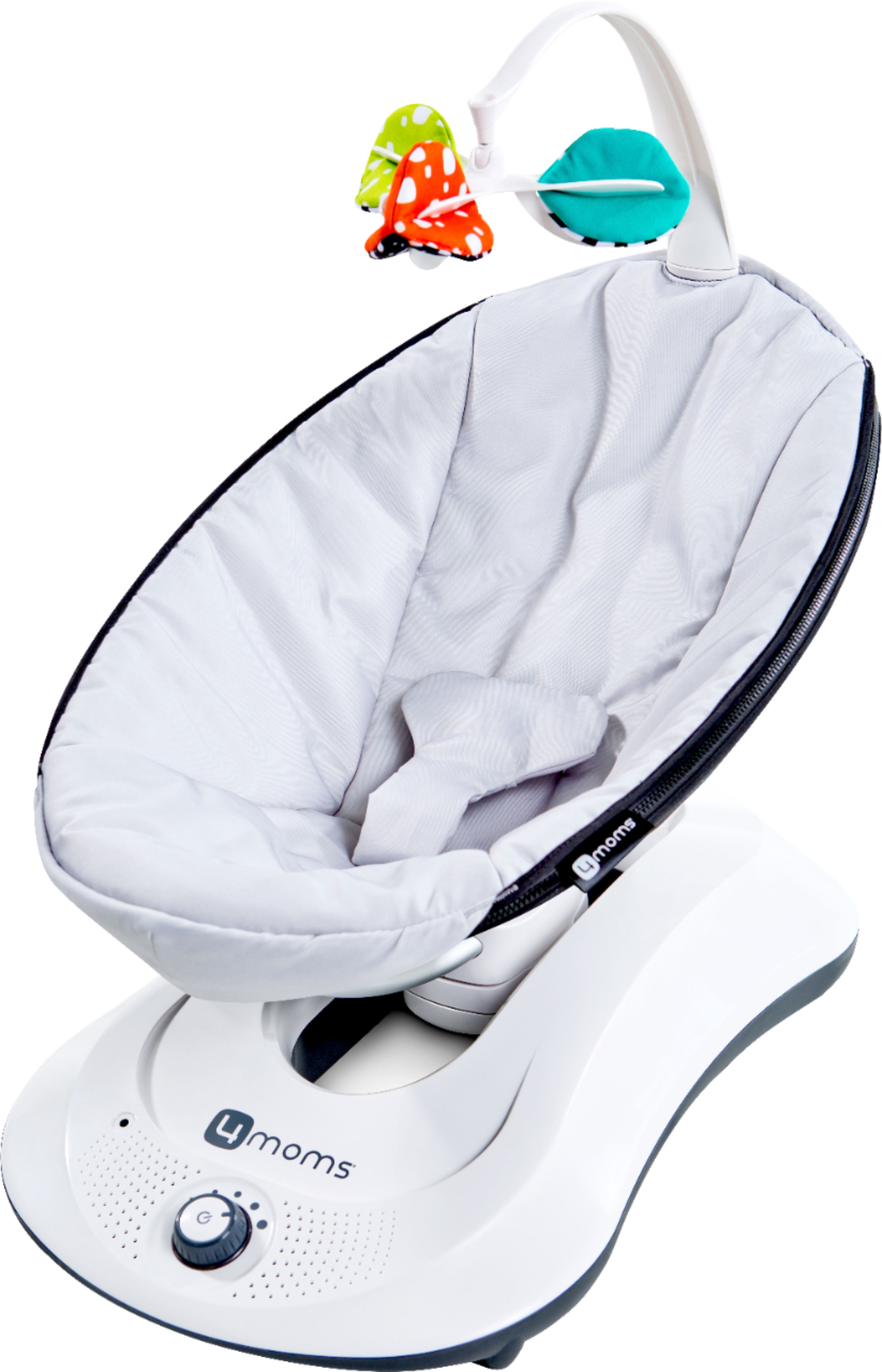 Angle View: 4moms RockaRoo Baby Rocker with Front to Back Gliding Motion, Grey