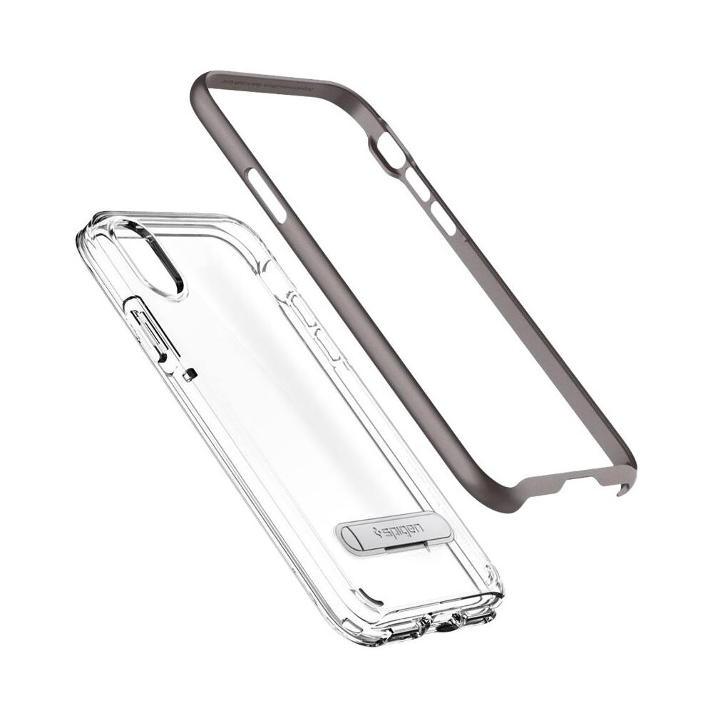 Front. Spigen - Crystal Hybrid Case for Apple® iPhone® X - Gunmetal.