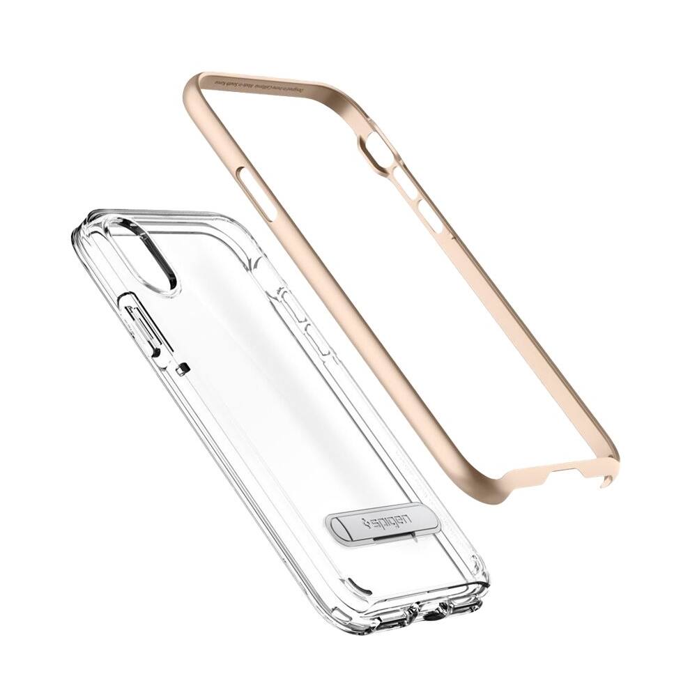 Front. Spigen - Crystal Hybrid Case for Apple® iPhone® X - Champagne Gold.