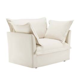 Boyel Living - Slipcovered Chenille Deep Seat Armchair with Back Cushion and Toss Pillows - Cream