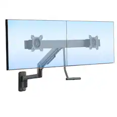 Front. Mount-It! - Dual Monitor Wall Mount with Gas Spring Arm and Crossbar for 17"–32" Monitors - Black.