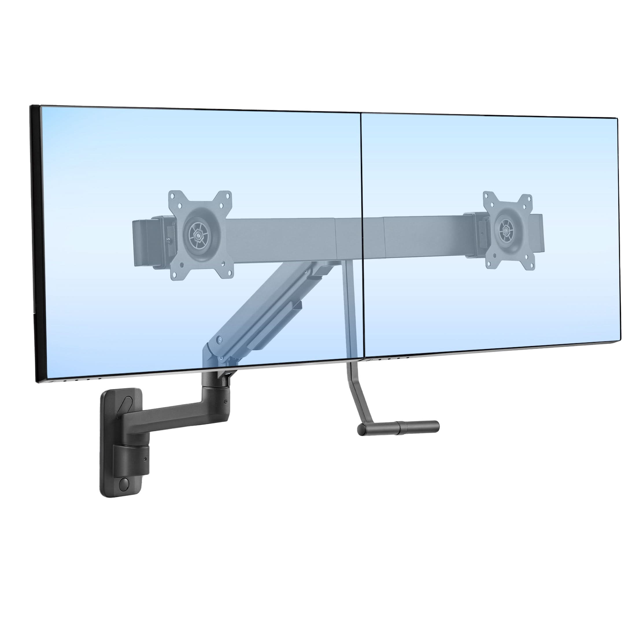 Front. Mount-It! - Dual Monitor Wall Mount with Gas Spring Arm and Crossbar for 17"–32" Monitors - Black.