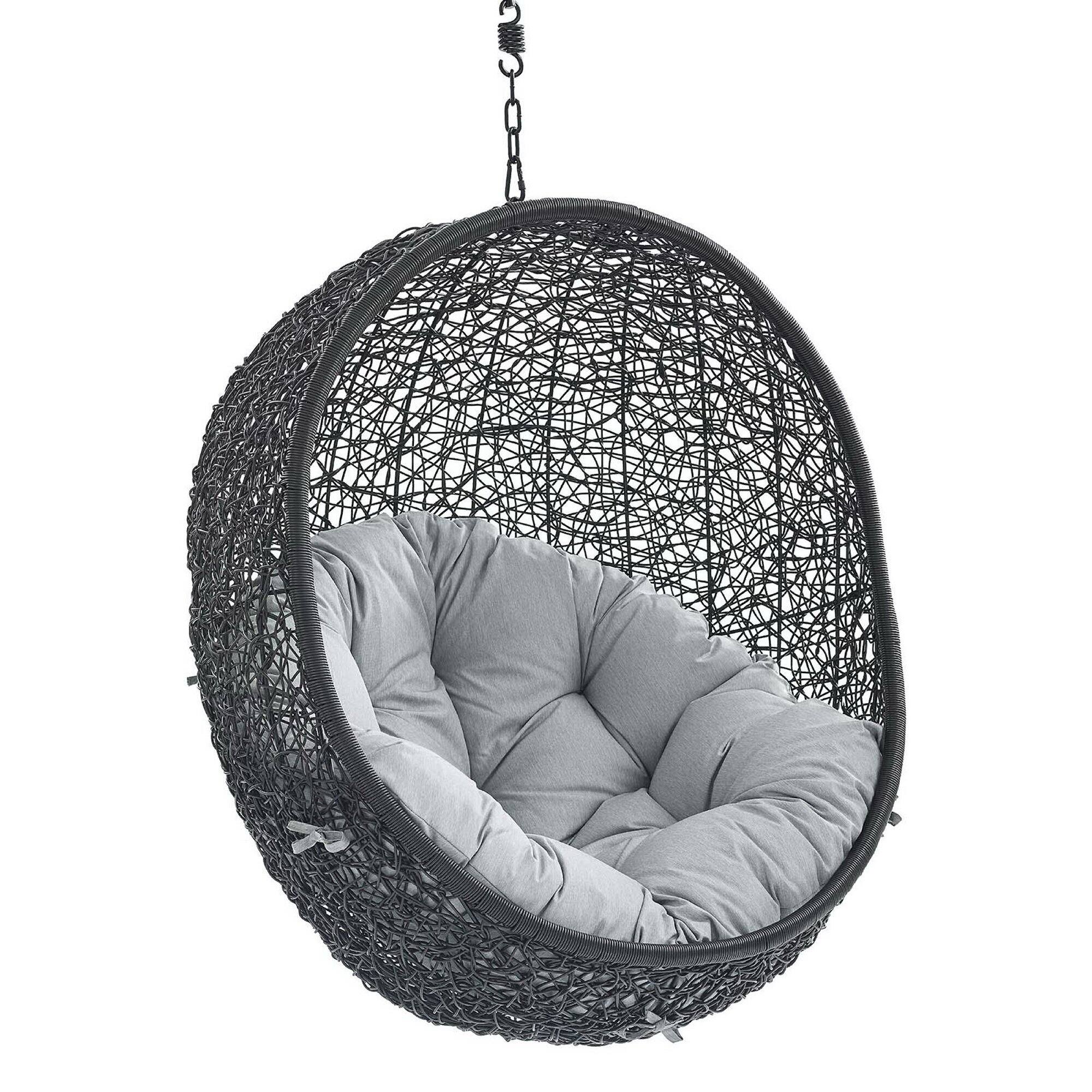 Angle. Modway - Encase Sunbrella® Fabric Swing Outdoor Patio Lounge Chair Without Stand by Modway - Black Gray.