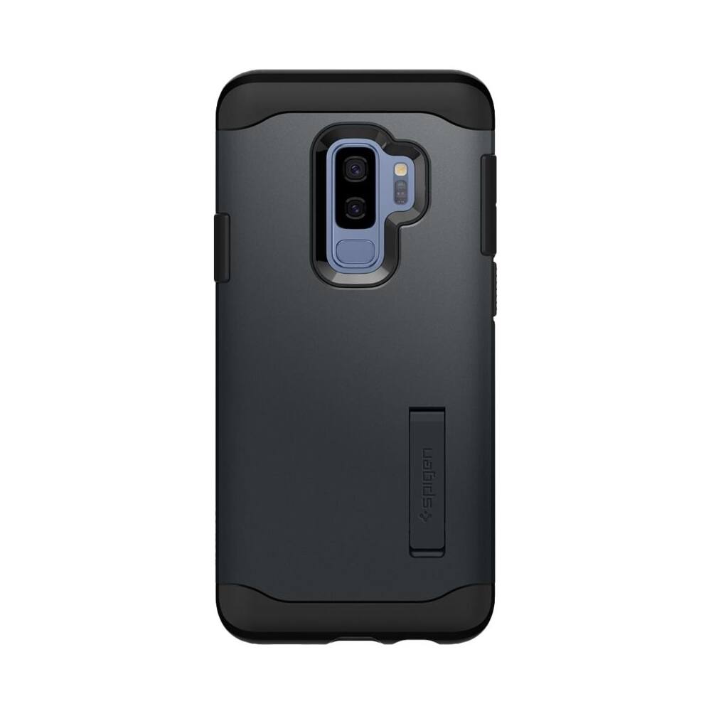 Front. Spigen - Slim Armor Case for Samsung Galaxy S9+ - Metal Slate.