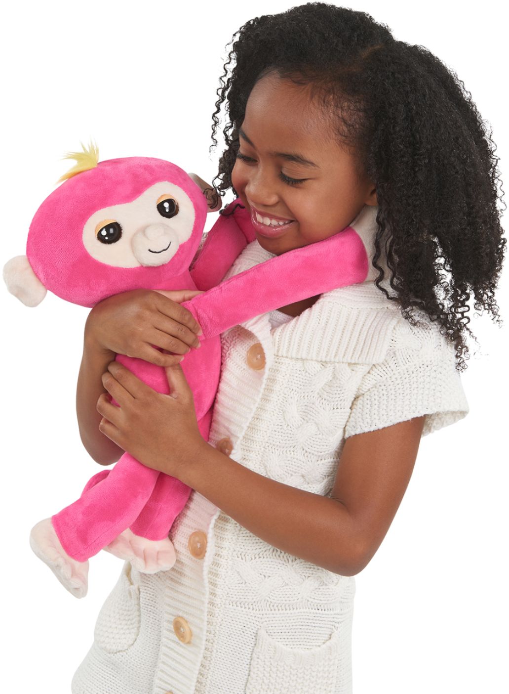 Pink - Interactive Plush Monkey by WowWee Bella Fingerlings HUGS 