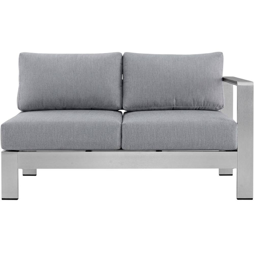 Back. Outdoor Escape - Outdoor Corner Sectional Sofa With Armrests And Cushioned Seating - Gray.