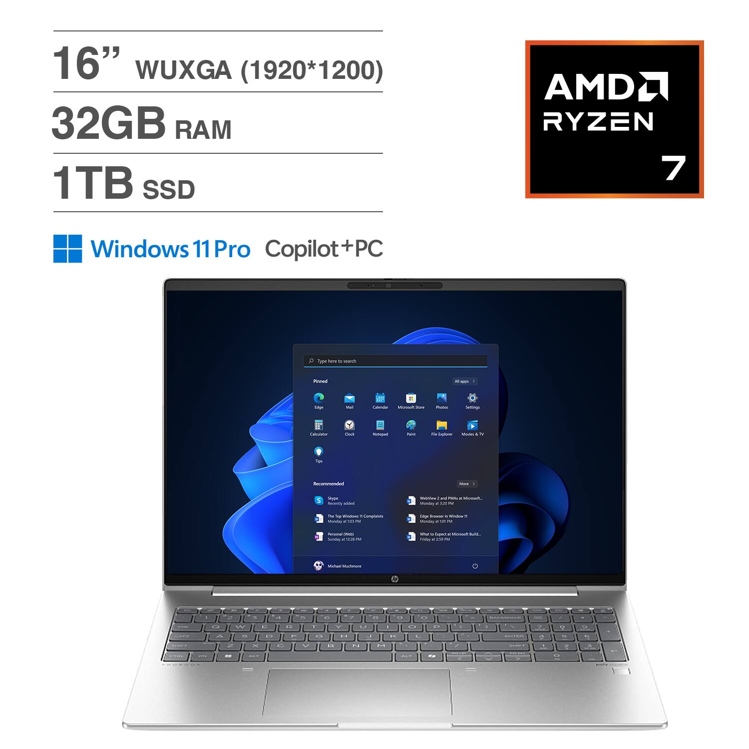 HP - Elitebook 665 G11 B3SH1AT#ABA Laptop, Ryzen 7 7735U, 32GB, 1TB SSD, 16.0 (1920x1200), Win 11 Pro - Silver