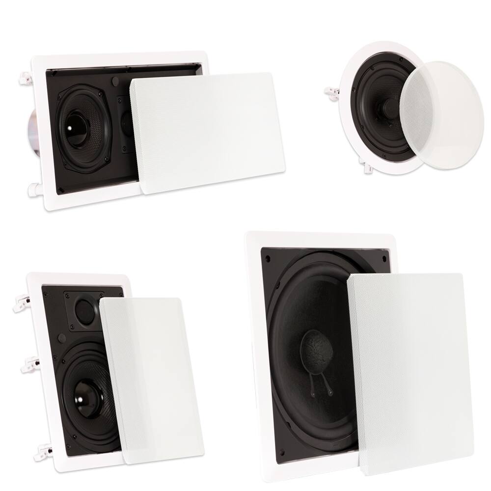 Alt View 1. Theater Solutions by Goldwood - TST65 in Wall and in Ceiling 6.5" Speakers Home Theater 5.1 Speaker System - Paintable White.