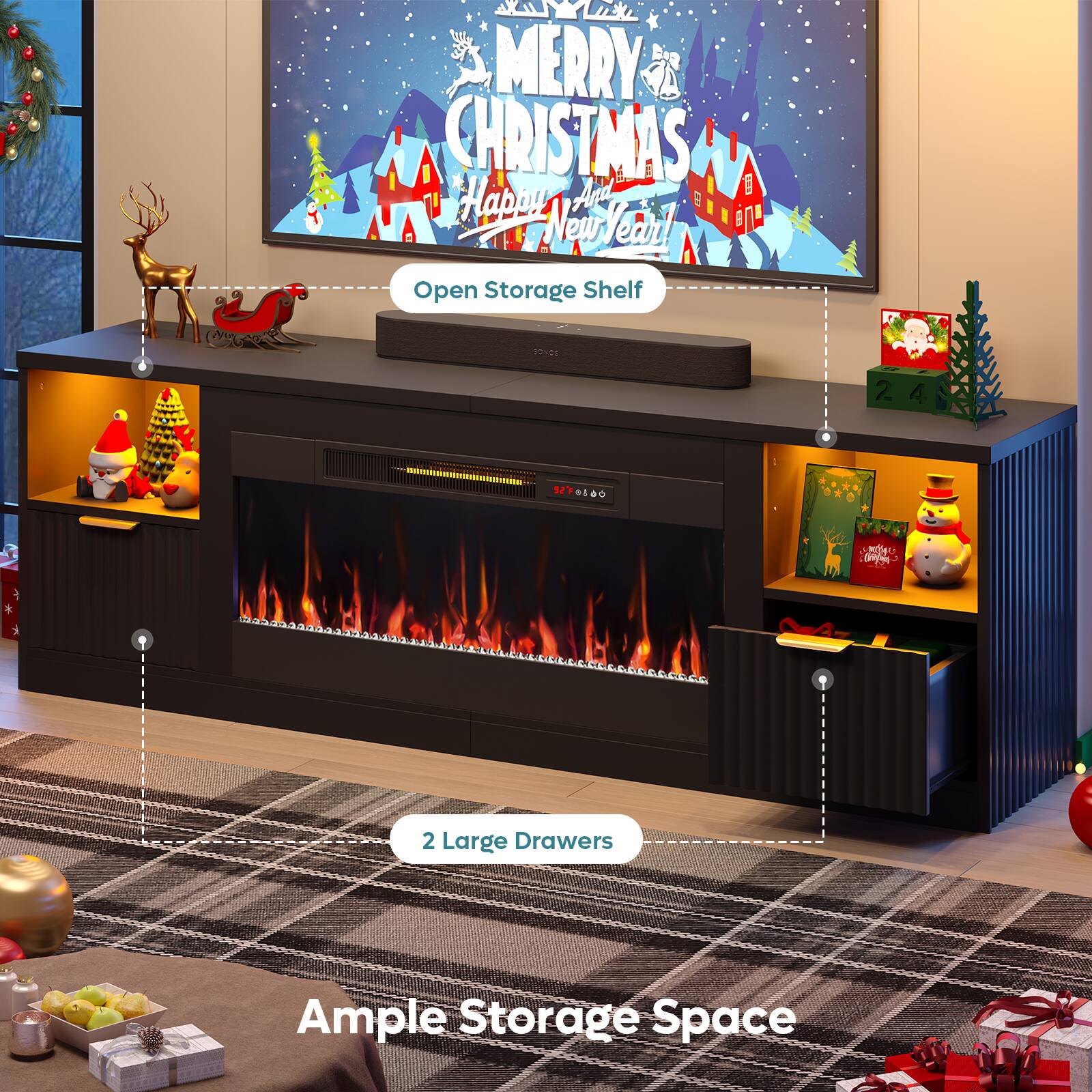 Merry Christmas! 1 Happy New Year!  1 Open Storage Shelf - 10 24 2 Ample Storage Space