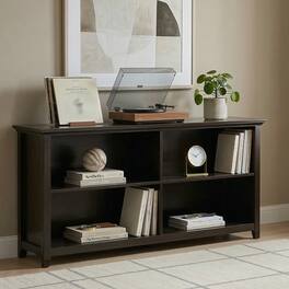 Simpli Home - Amherst 64 inch Wide Solid Wood Transitional 4 Shelf Low Bookcase - Hickory Brown