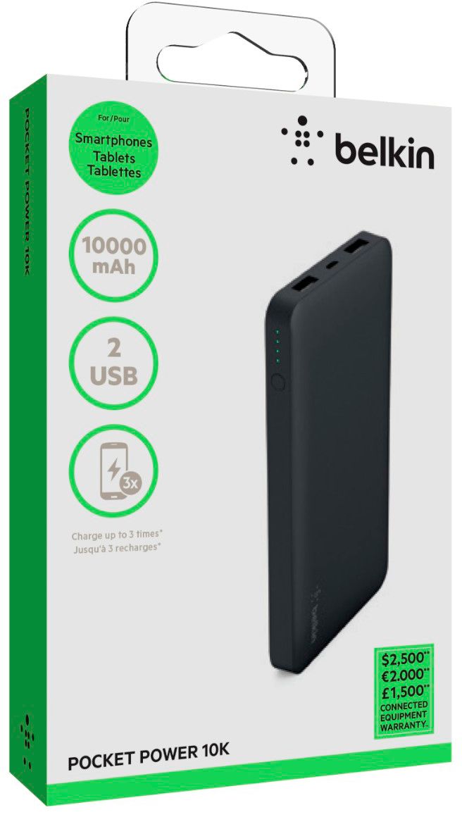 Best Buy: Belkin Pocket Power 10,000 mAh Portable Charger for Most  USB-Enabled Devices Gray F7U020BTSLV