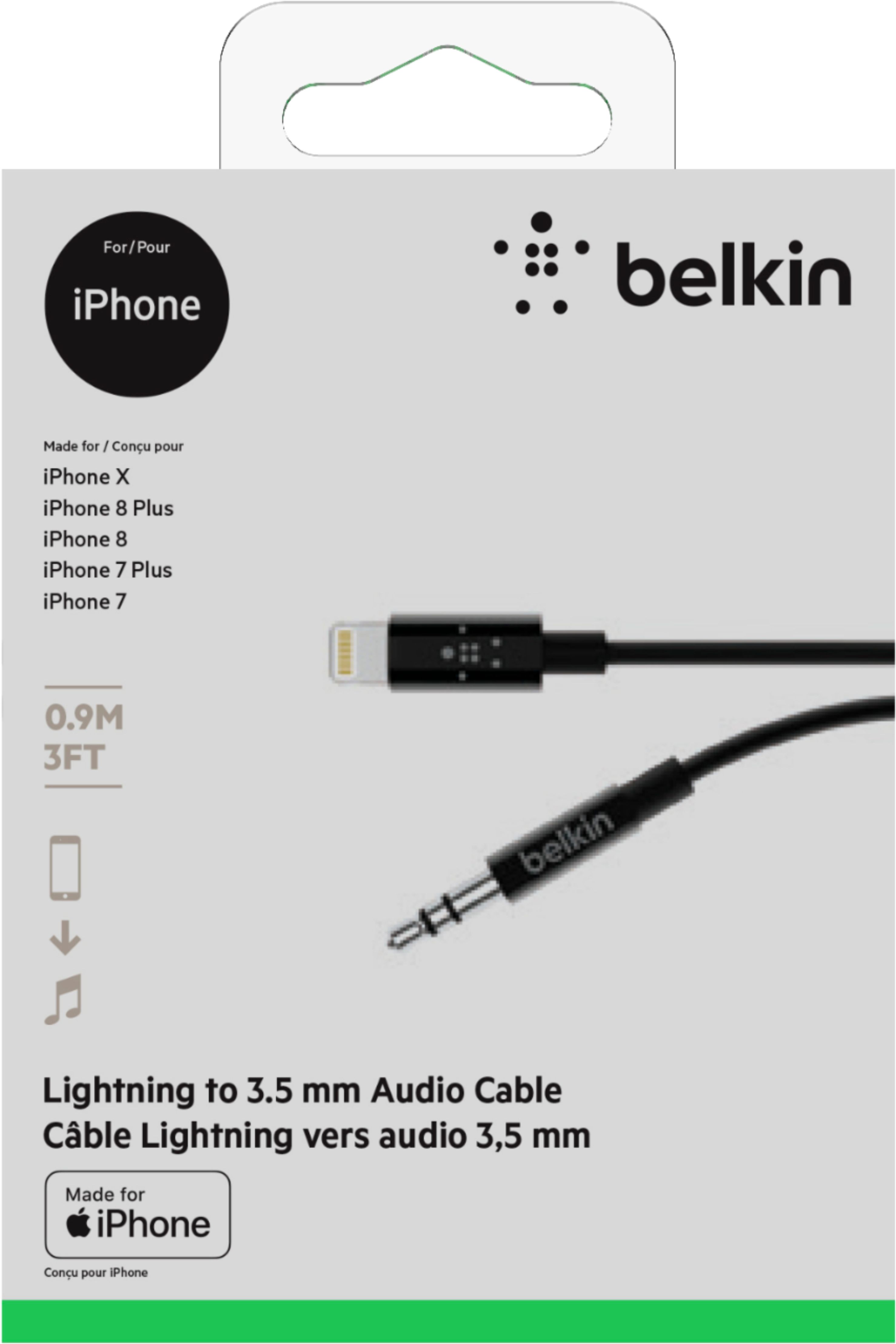 Câble audio Belkin 3,5 mm avec connecteur Lightning
