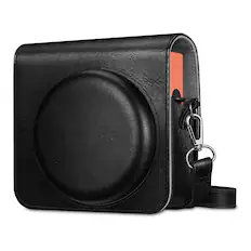 Front. Kitcheniva - Vegan Leather Bag Camera Case With Strap For Fujifilm Instax Square SQ1 Vintage Black - Vintage Black.