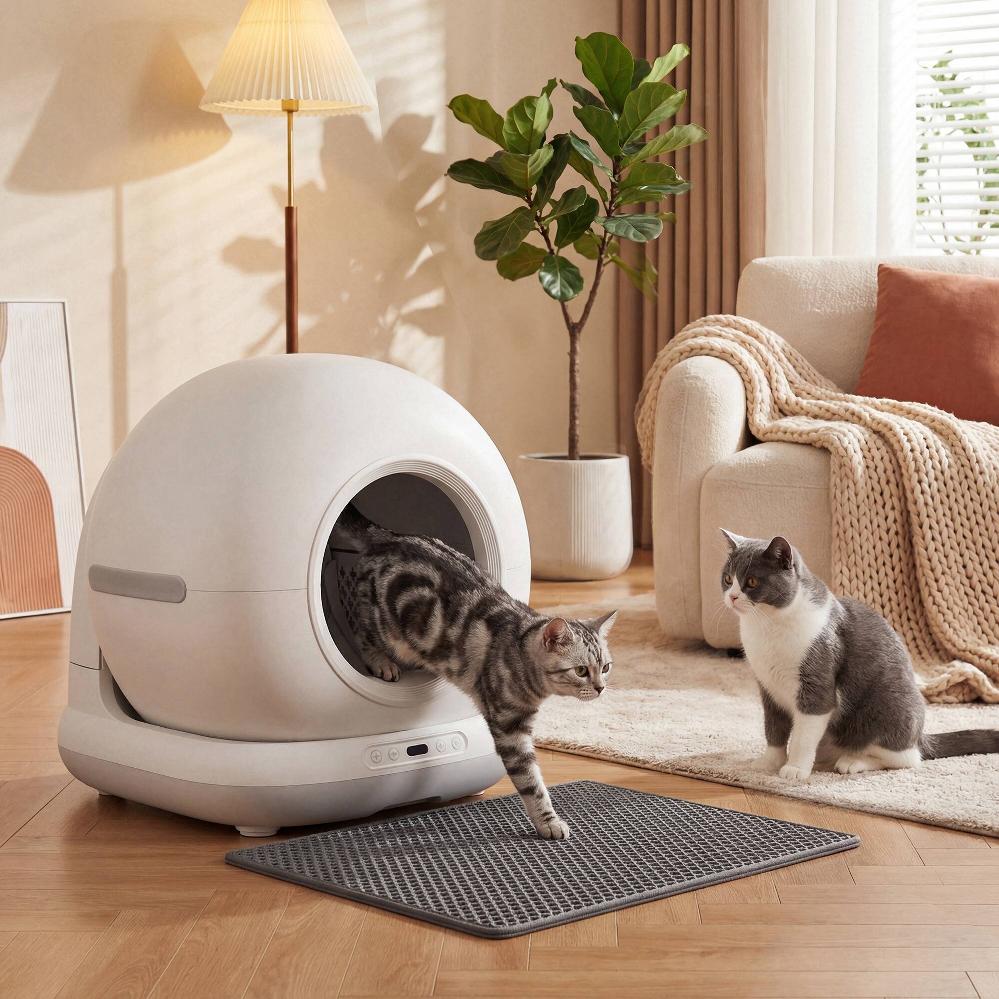 Alt View 1. Pawhut - Automatic Litter Box, Self Cleaning Litter Box, App Control, Odor & Noise Control, Safety Sensors - White.