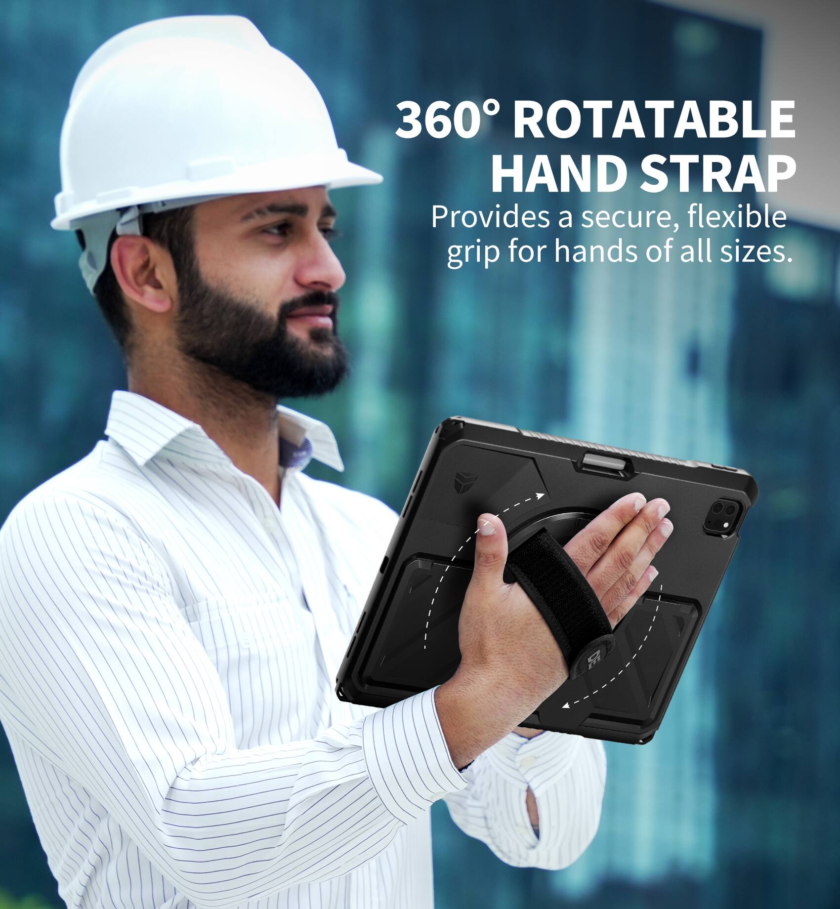 360° Rotatable Hand Strap  
Provides a secure, flexible grip for hands of all sizes.