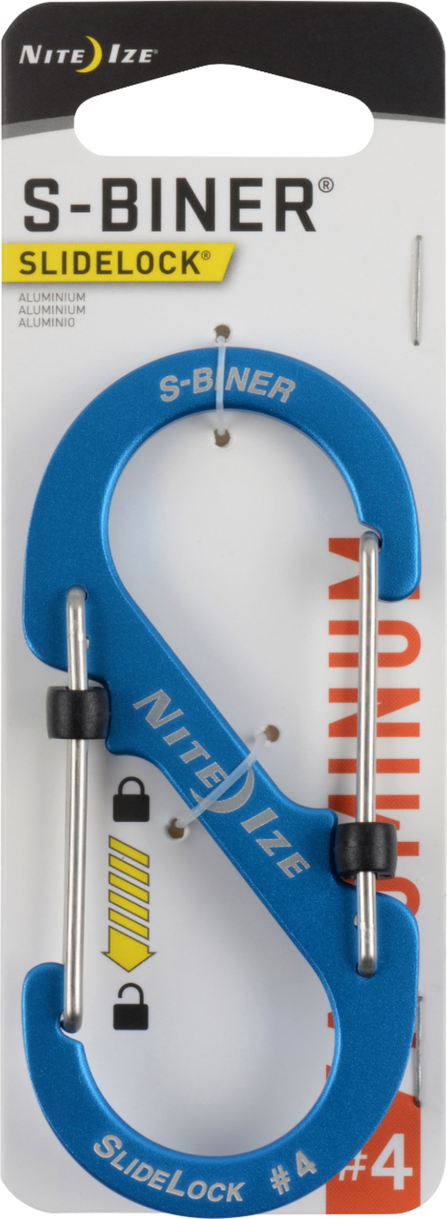 Nite Ize Blue Aluminum Snap-Hook Key Ring, Lightweight & Strong, SlideLock Carabiner Aluminum #2, Solid Construction