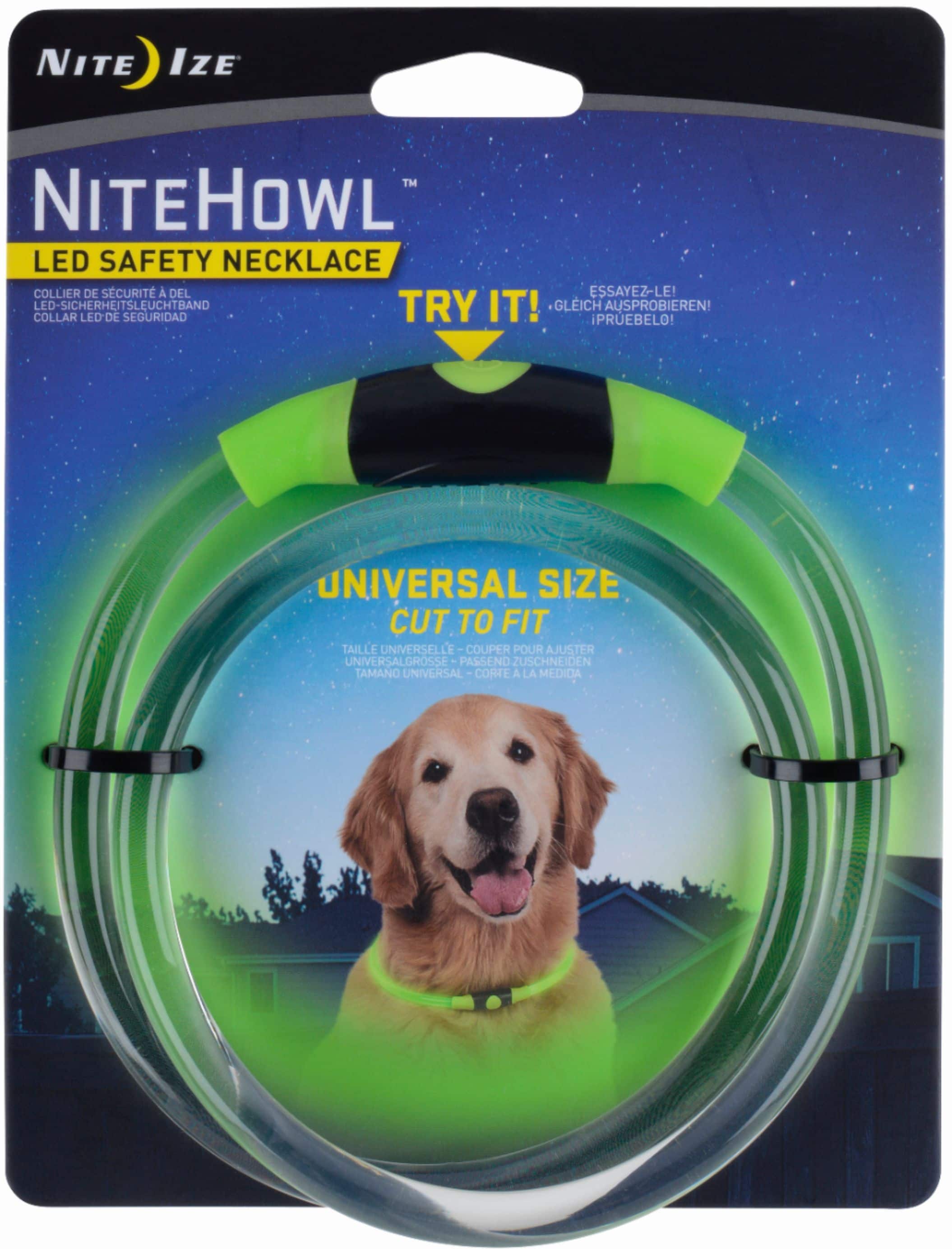Front. Nite Ize - NiteHowl Polymer Dog Lighted Collar - 16-in to 26-in Neck - Green.