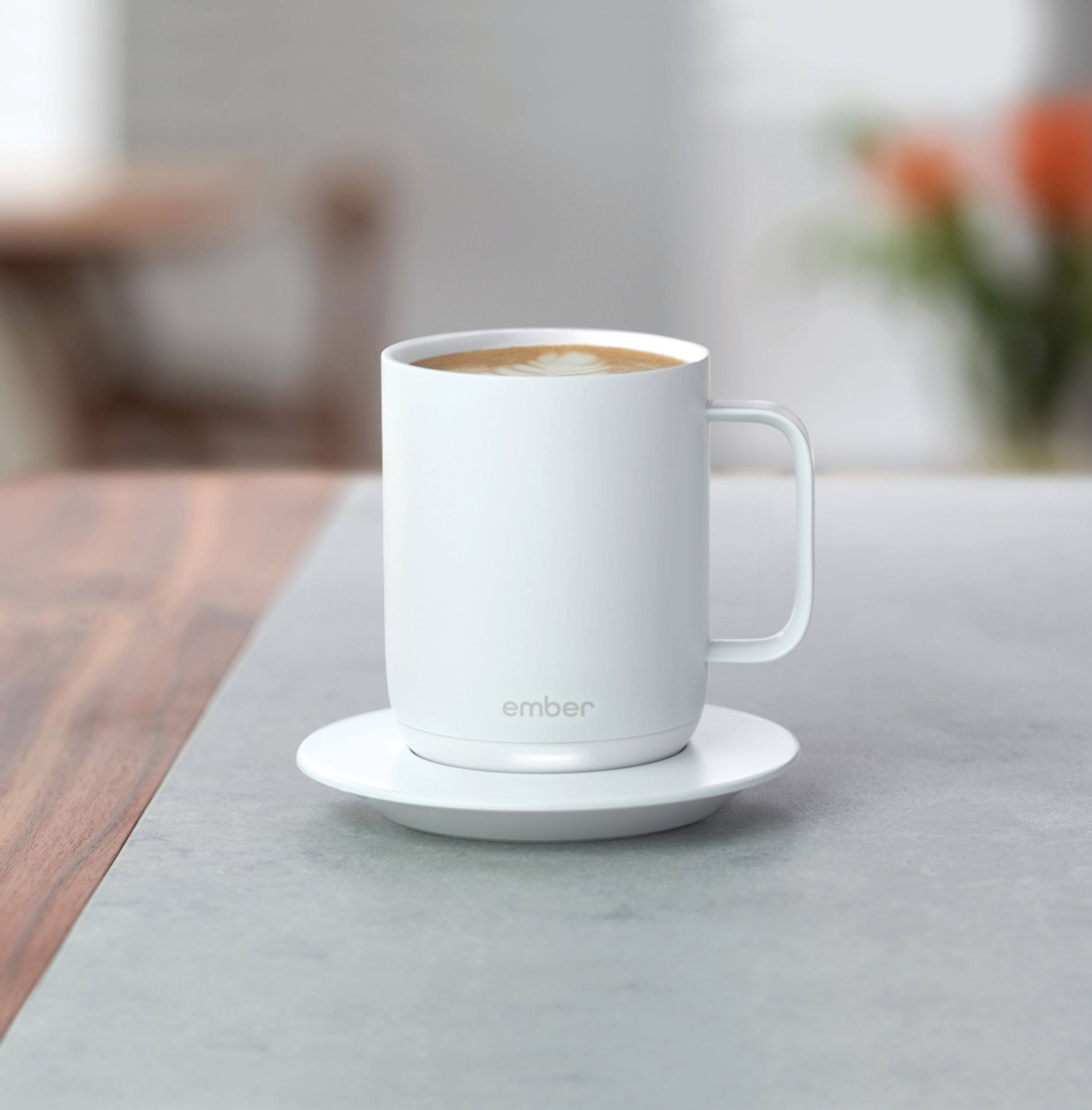 Alt View 13. Ember - 10 oz. Temperature Controlled Ceramic Mug - White.