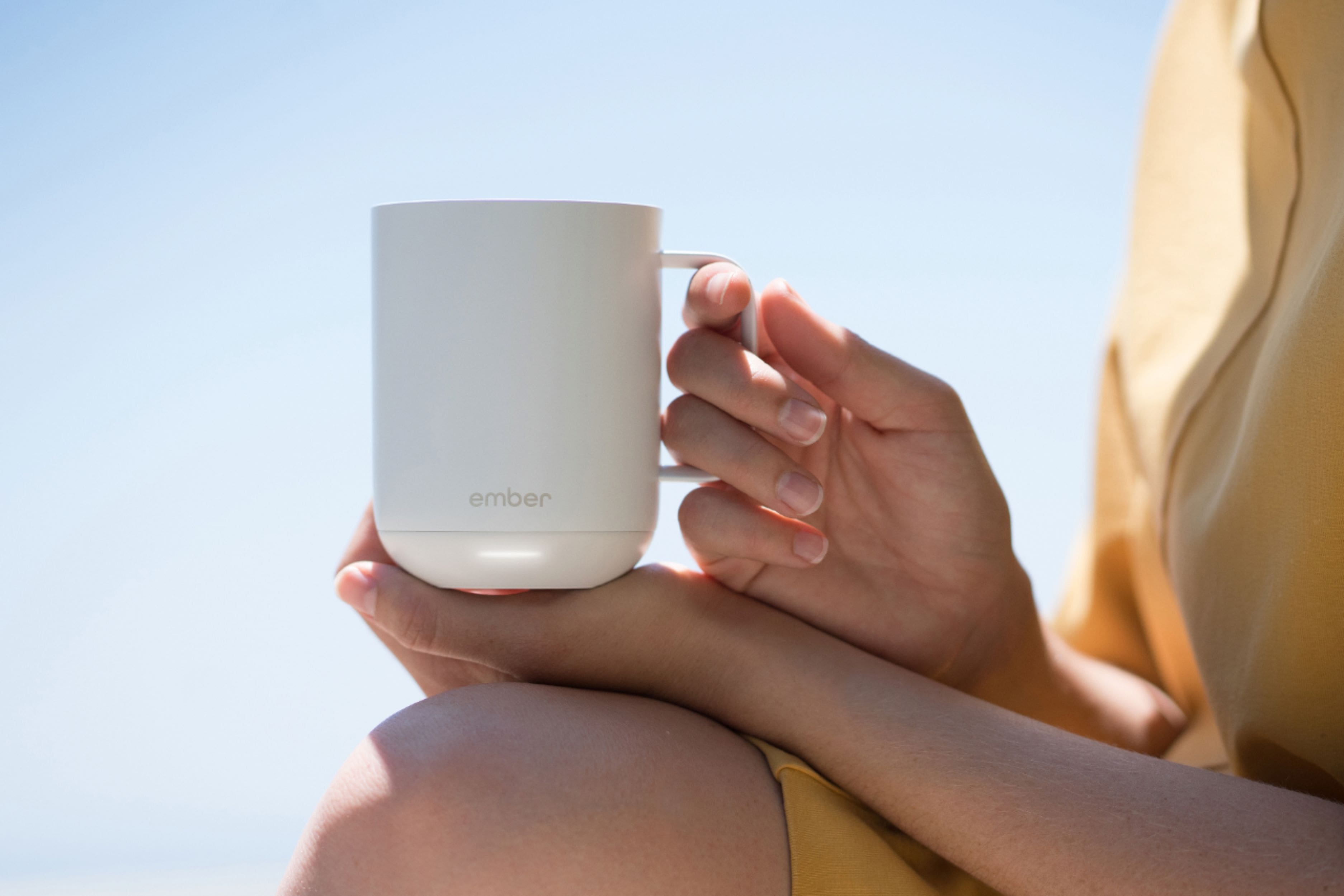 Alt View 14. Ember - 10 oz. Temperature Controlled Ceramic Mug - White.