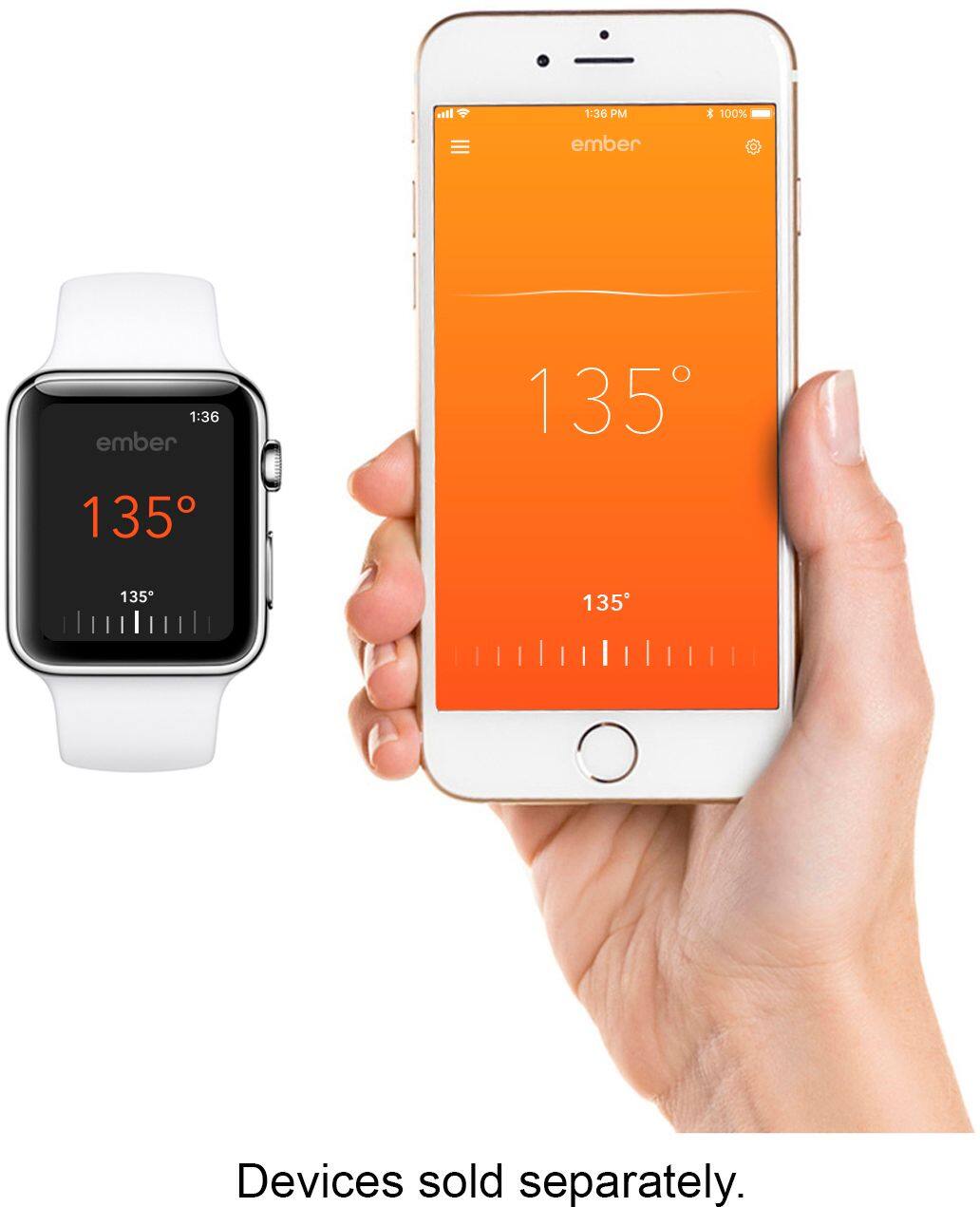 Alt View 15. Ember - 10 oz. Temperature Controlled Ceramic Mug - White.